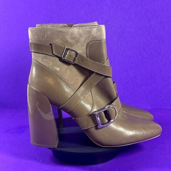 Vince Camuto Erillie Wild Mushroom Leather Moto Ankle Bootie Women's Size 11-NEW - Picture 1 of 7